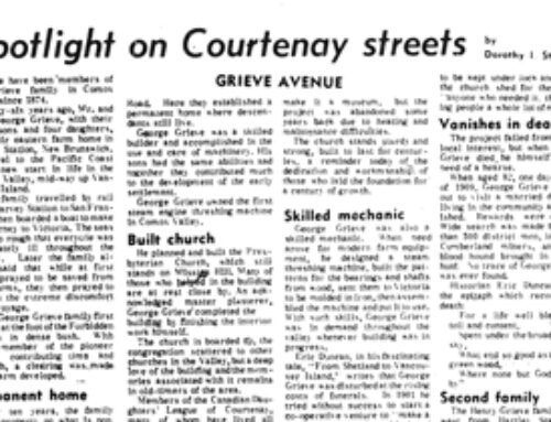 Courtenay Streets: Grieve Avenue